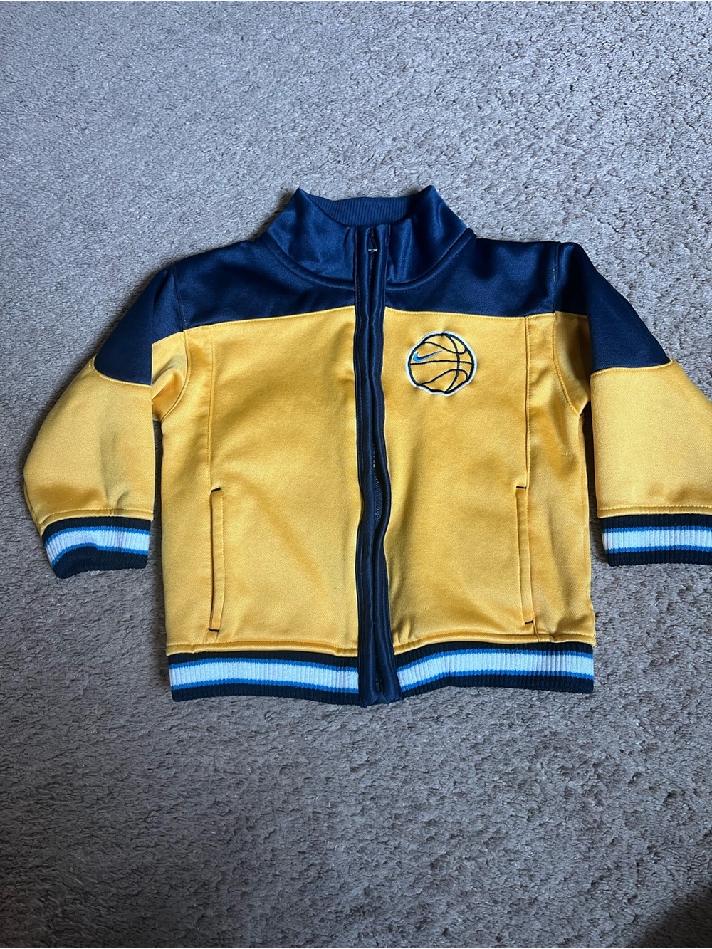 Nike Yellow and Navy Basketball Zip Jacket 3t Boys